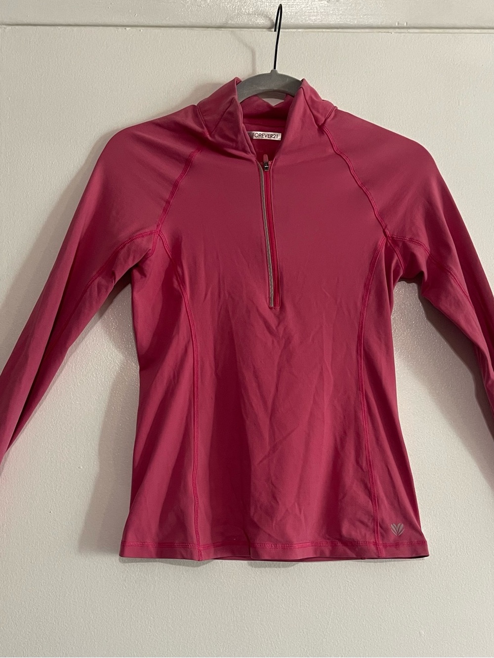 Forever 21 Dark Pink Long-Sleeve Half-Zip Active Top